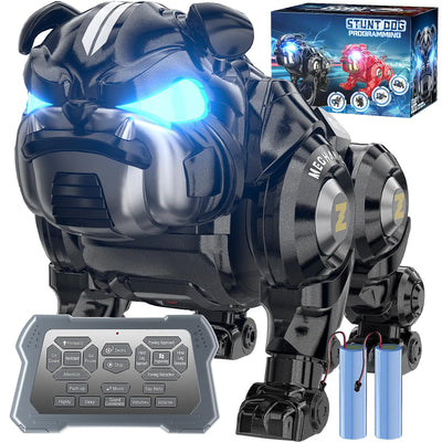 Blkont Remote Control Robot Dog Toys for Boys Rechargeable Programmable Stunt Robot Dog with Singing Dancing and Touch Functions for Boys Ages 3 4 5 6 7 8 9+ Birthday Black